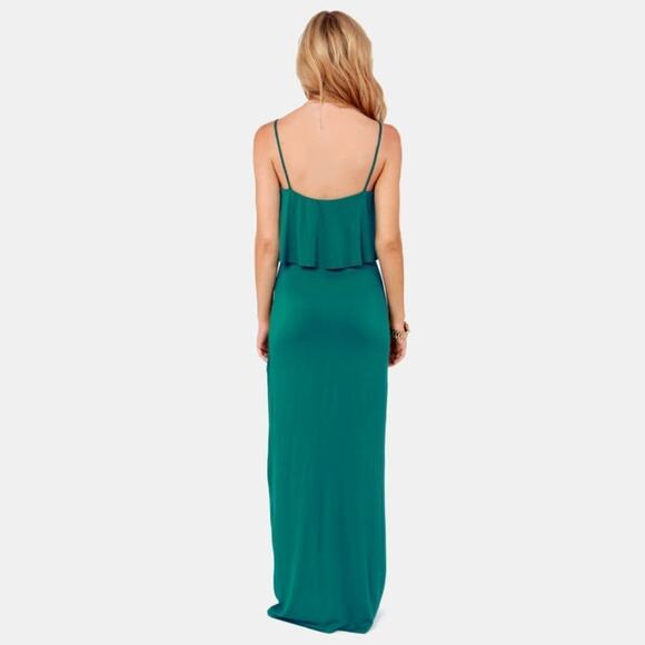 Lulus Flounce Green Knit Slit Maxi Dress NWOT - Picture 11 of 13